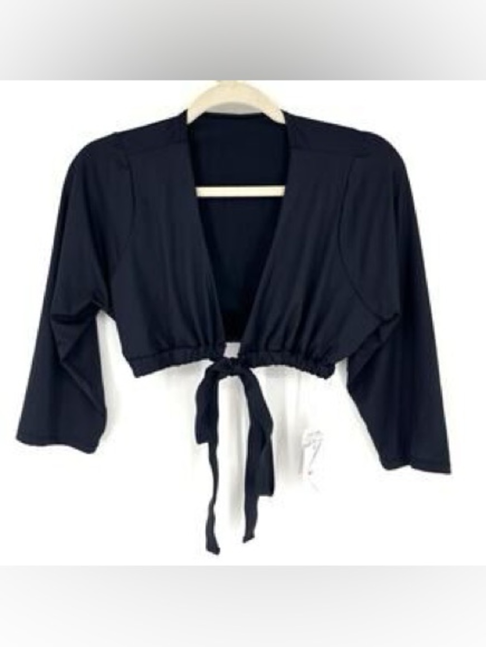 Good American Black Swim Tie-Front Cropped Cover-Up Size 3 NWT